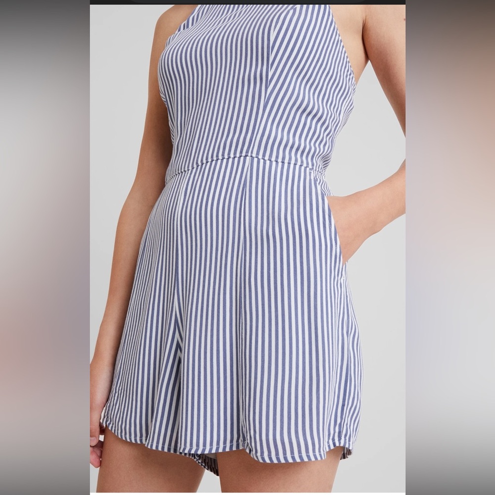 Abercrombie & Fitch Blue & White Striped Romper XS | Summer Beach Mini Romper - Picture 4 of 12